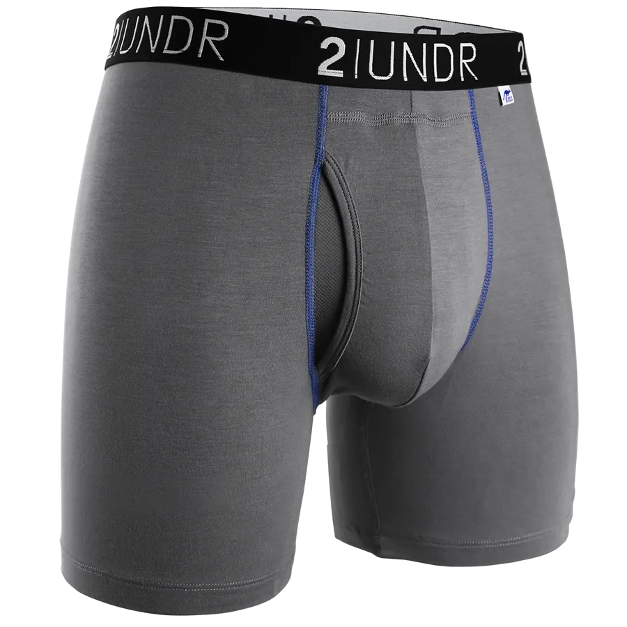 2UNDR Swing Shift Boxer Brief In Grey/Blue