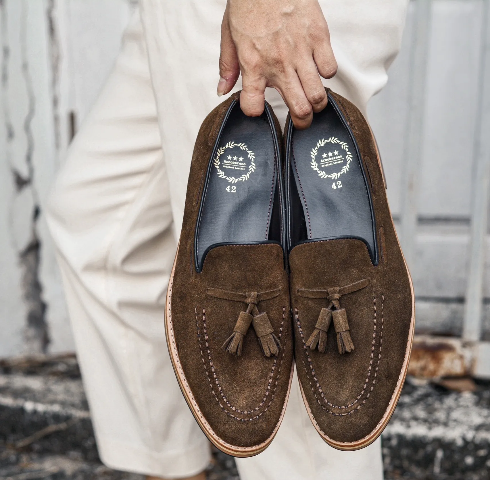 503 Tassel Loafer Suede Khaki Wooden Soles