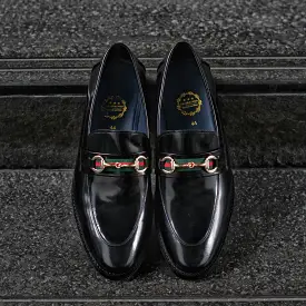 702-1 Horsebit Loafer Black x Black Soles