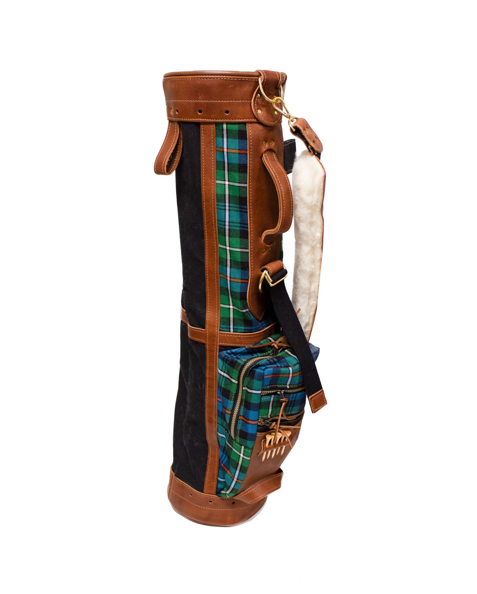 8 Official Mackenzie OC Tartan Golf Bag with Black Canvas and Natural Leather