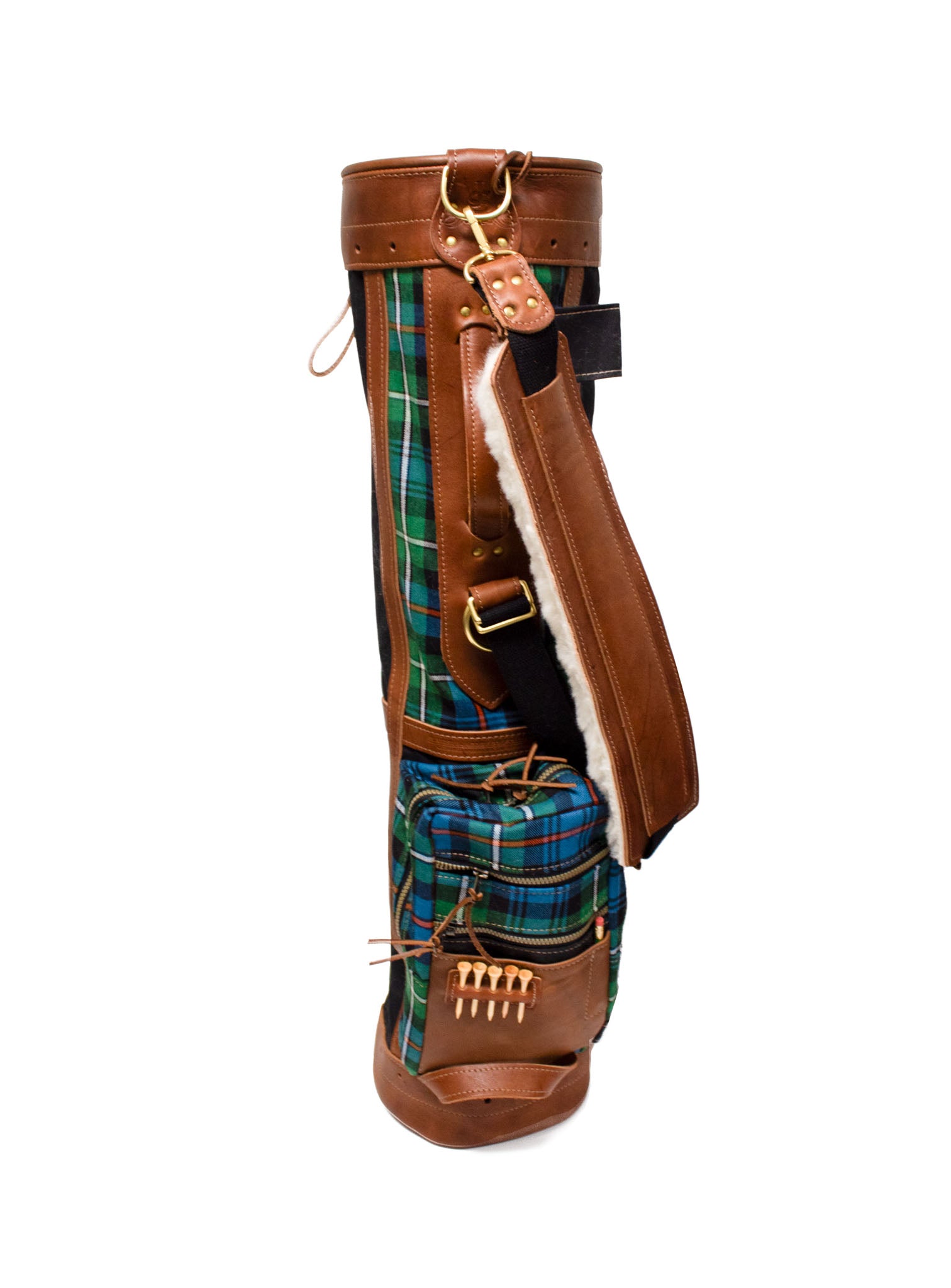 8 Official Mackenzie OC Tartan Golf Bag with Black Canvas and Natural Leather