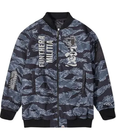 A Bathing Ape Men's Tiger Camo Long MA-1 Jacket