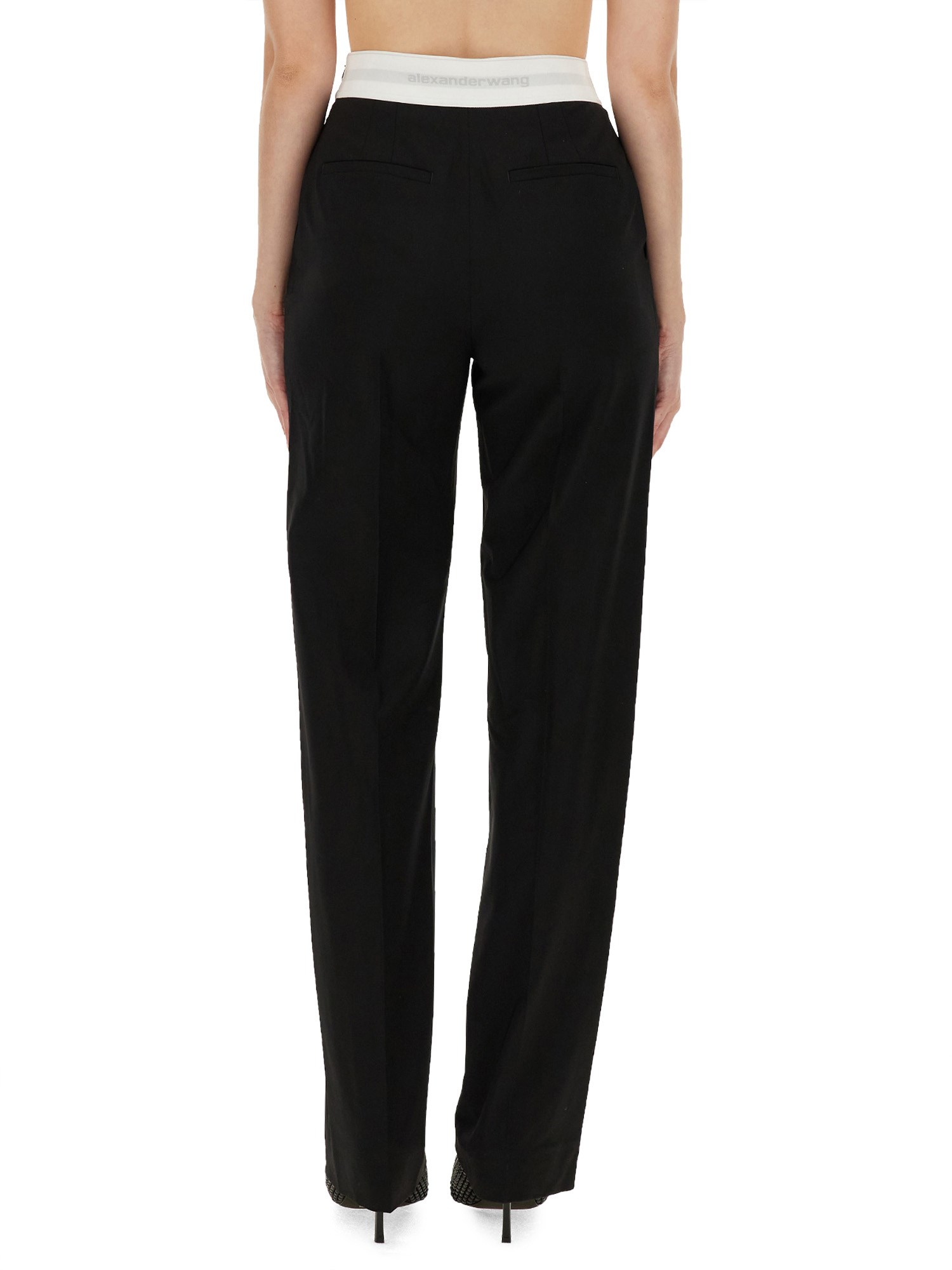 ALEXANDER WANG    HIGH WAIST STRETCH PANTS WITH PLEATS AND LOGO