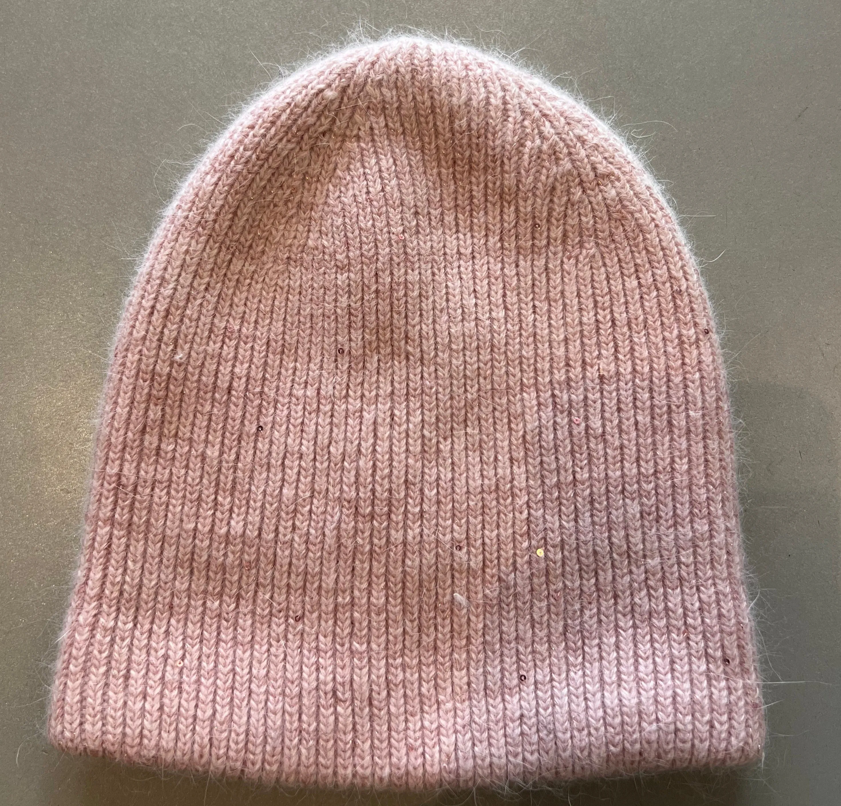 Angora Sequin Beanie in Pink