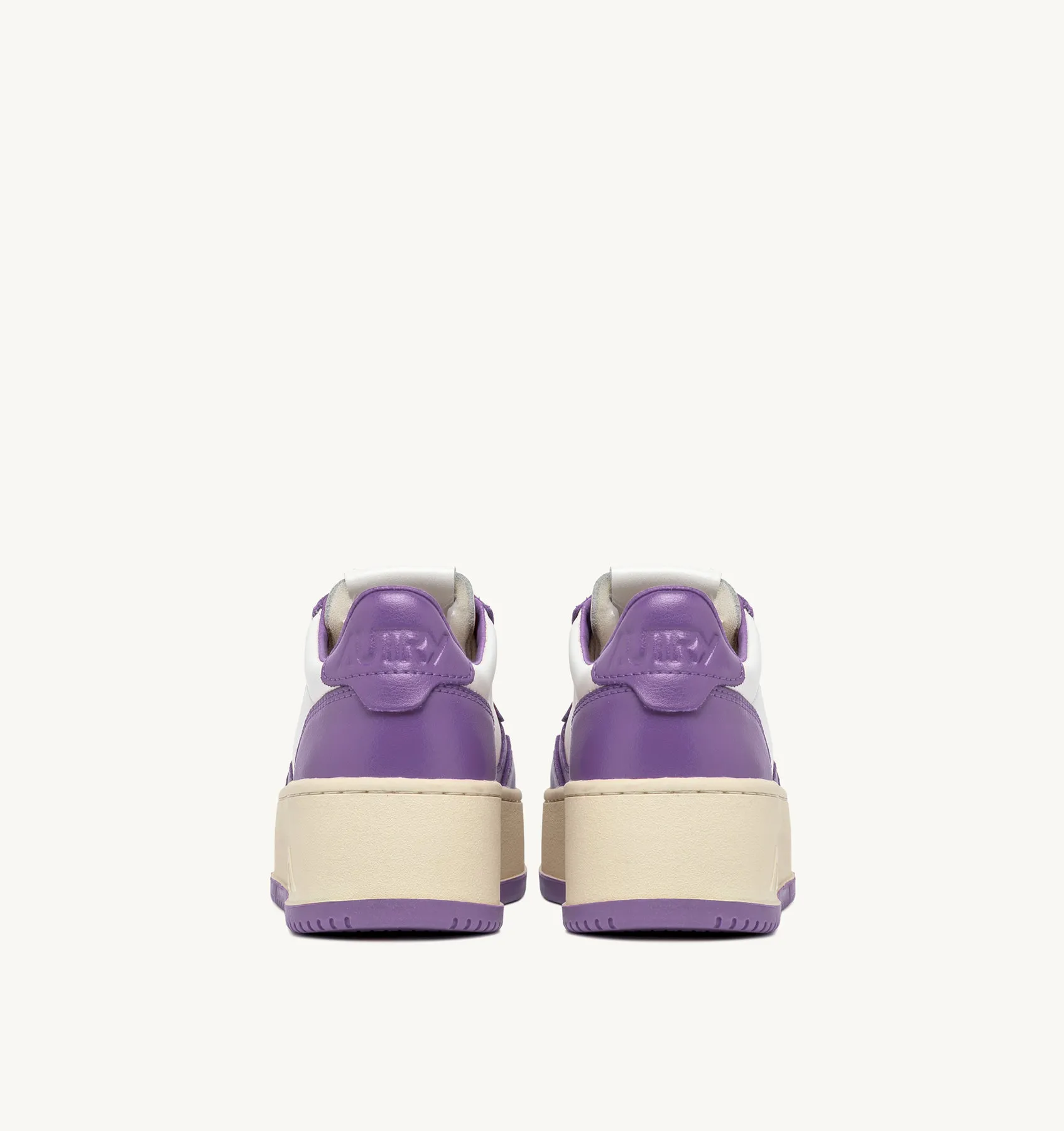 AUTRY NEW ARRIVALS WOMAN WOMAN  MEDALIST PLATFORM SNEAKERS IN LEATHER COLOR WHITE AND LAVENDER