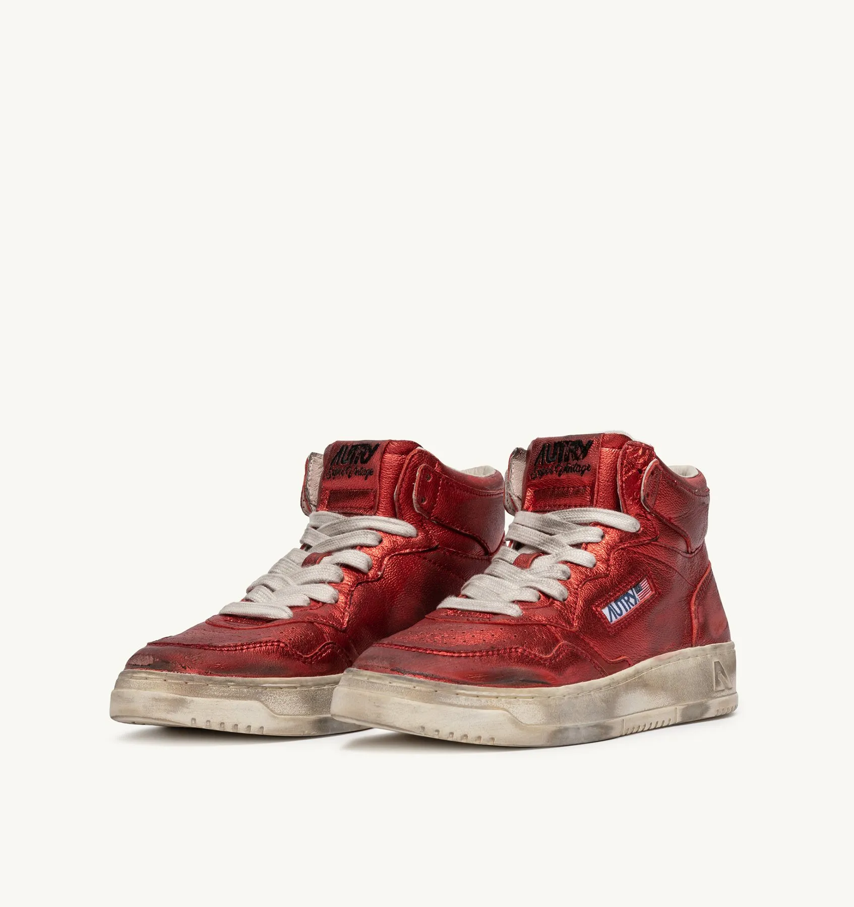 AUTRY SNEAKERS WOMAN  SUPER VINTAGE MIN SNEAKERS IN METALLIC RED LEATHER