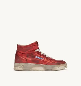 AUTRY SNEAKERS WOMAN  SUPER VINTAGE MIN SNEAKERS IN METALLIC RED LEATHER