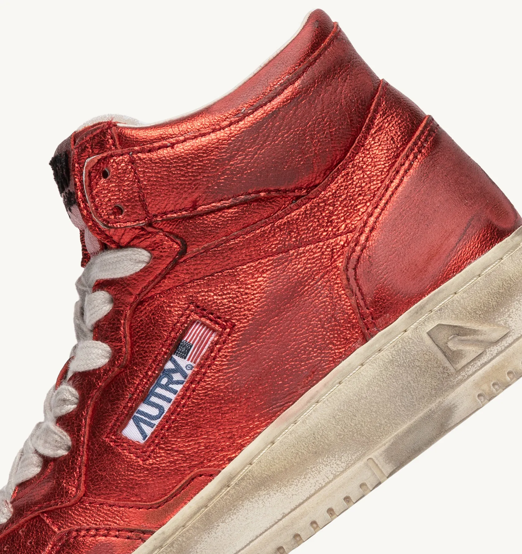 AUTRY SNEAKERS WOMAN  SUPER VINTAGE MIN SNEAKERS IN METALLIC RED LEATHER