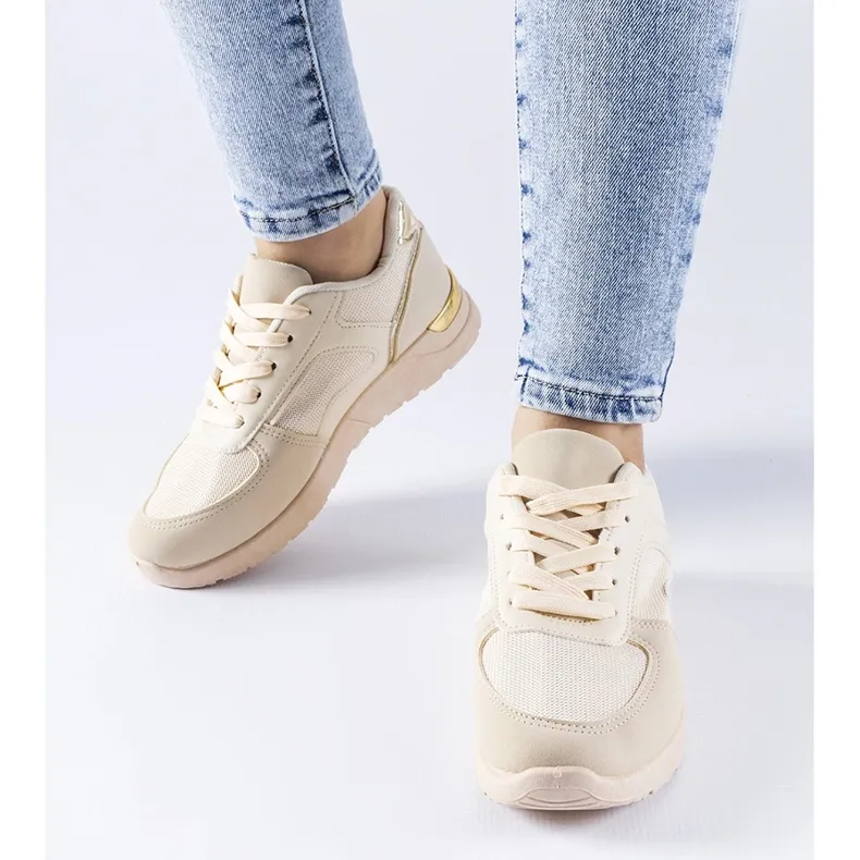 Beige sneakers made of combined Gallo materials