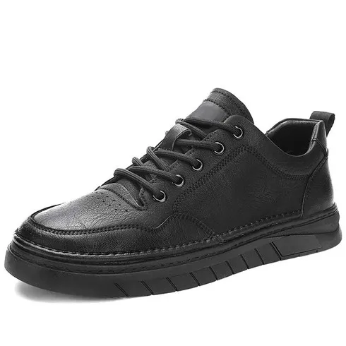 Black plain thread accents casual shoe sneaker