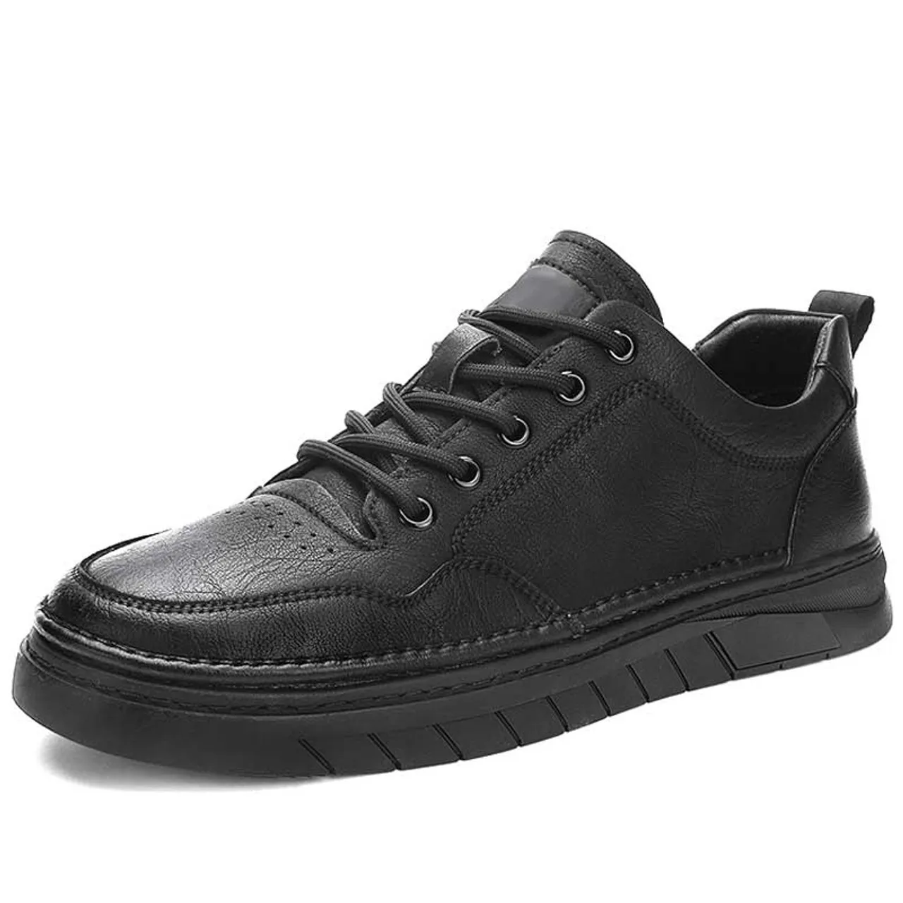 Black plain thread accents casual shoe sneaker