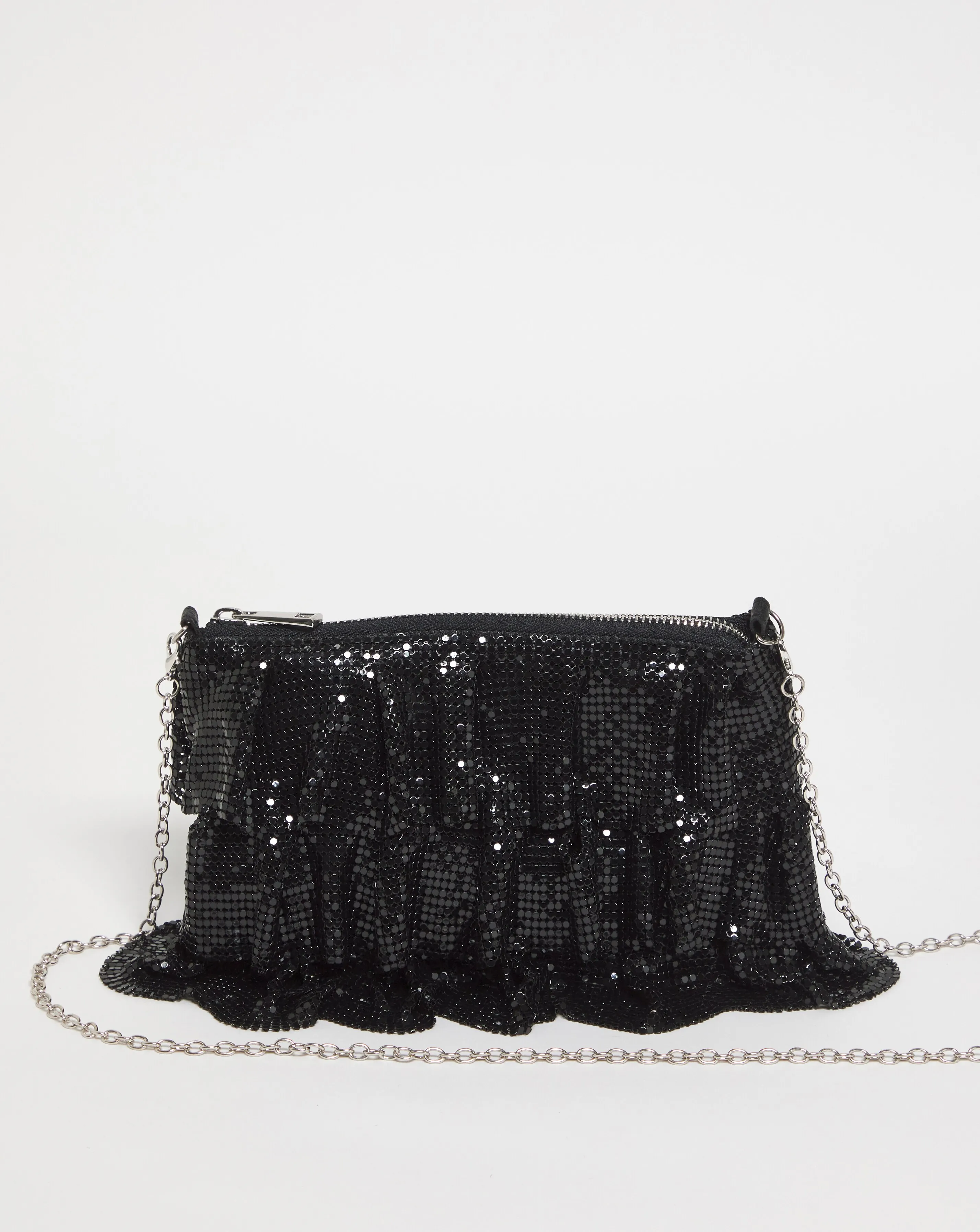 Black Ruffle Chainmail Bag