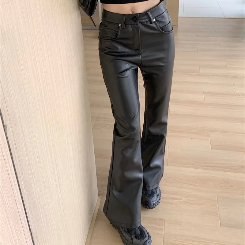 Black Shiny Faux Leather Jeans