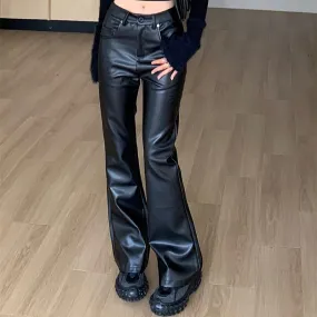 Black Shiny Faux Leather Jeans