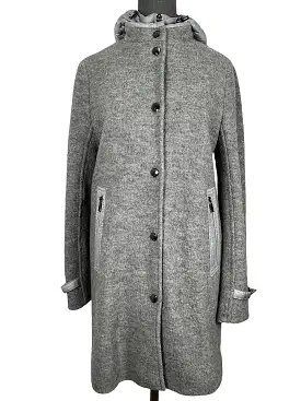 Bogner Gray Wool Coat With Detachable Quilt Size S