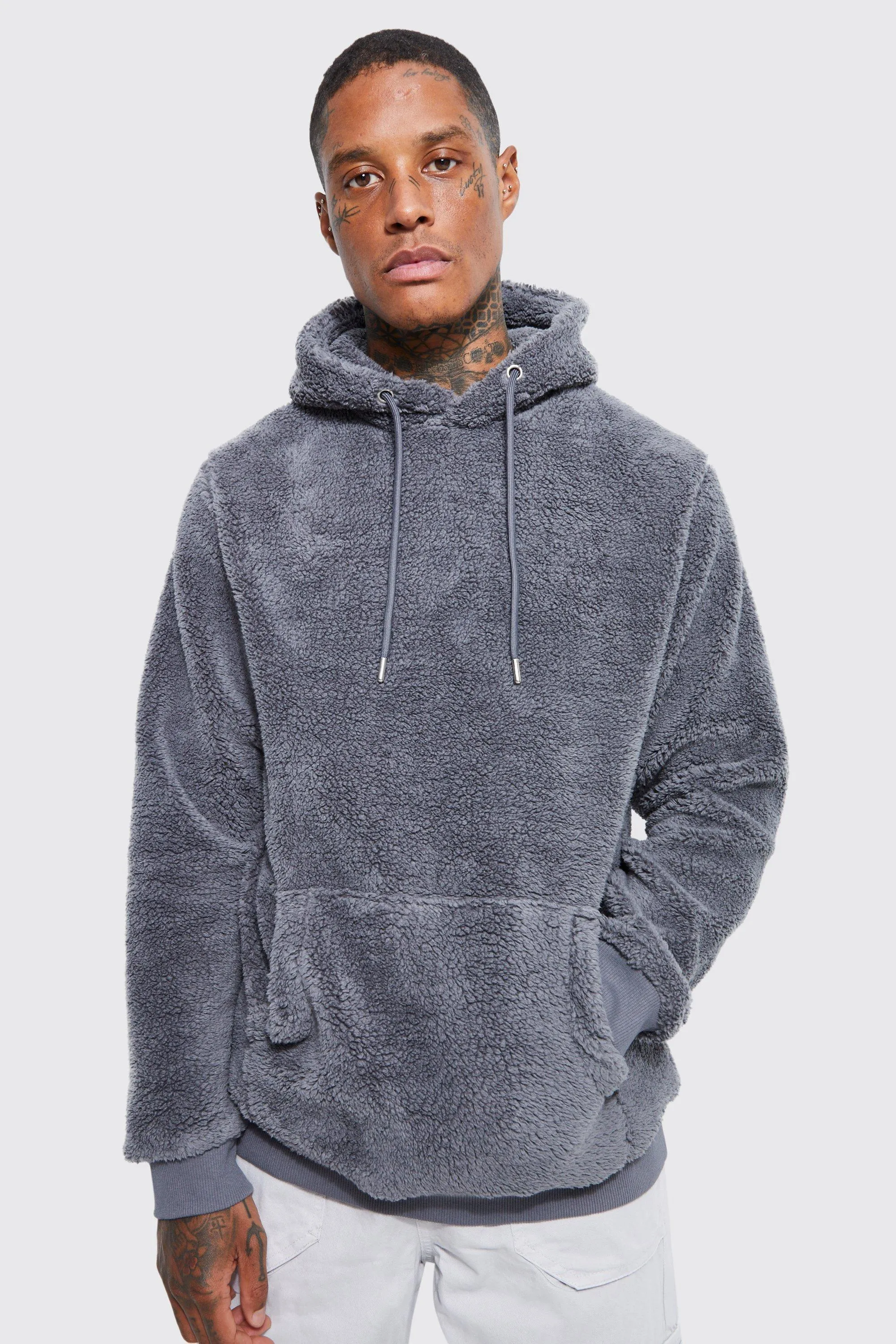Borg Over The Head Hoodie | boohooMAN UK