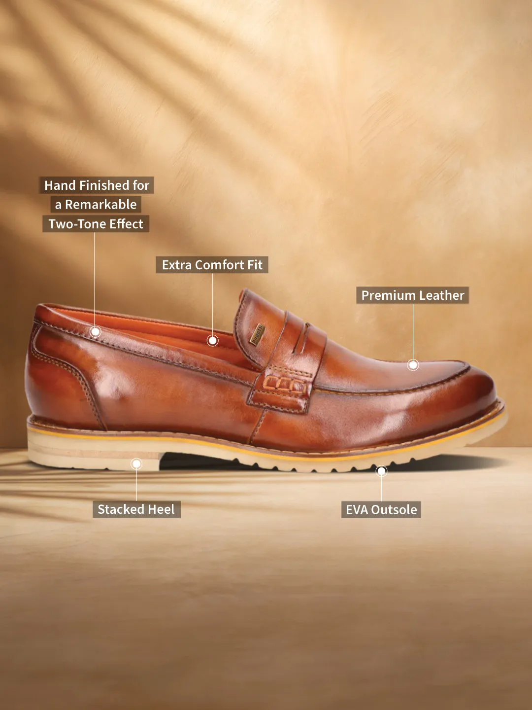 bugatti Cognac Premium Leather Loafers