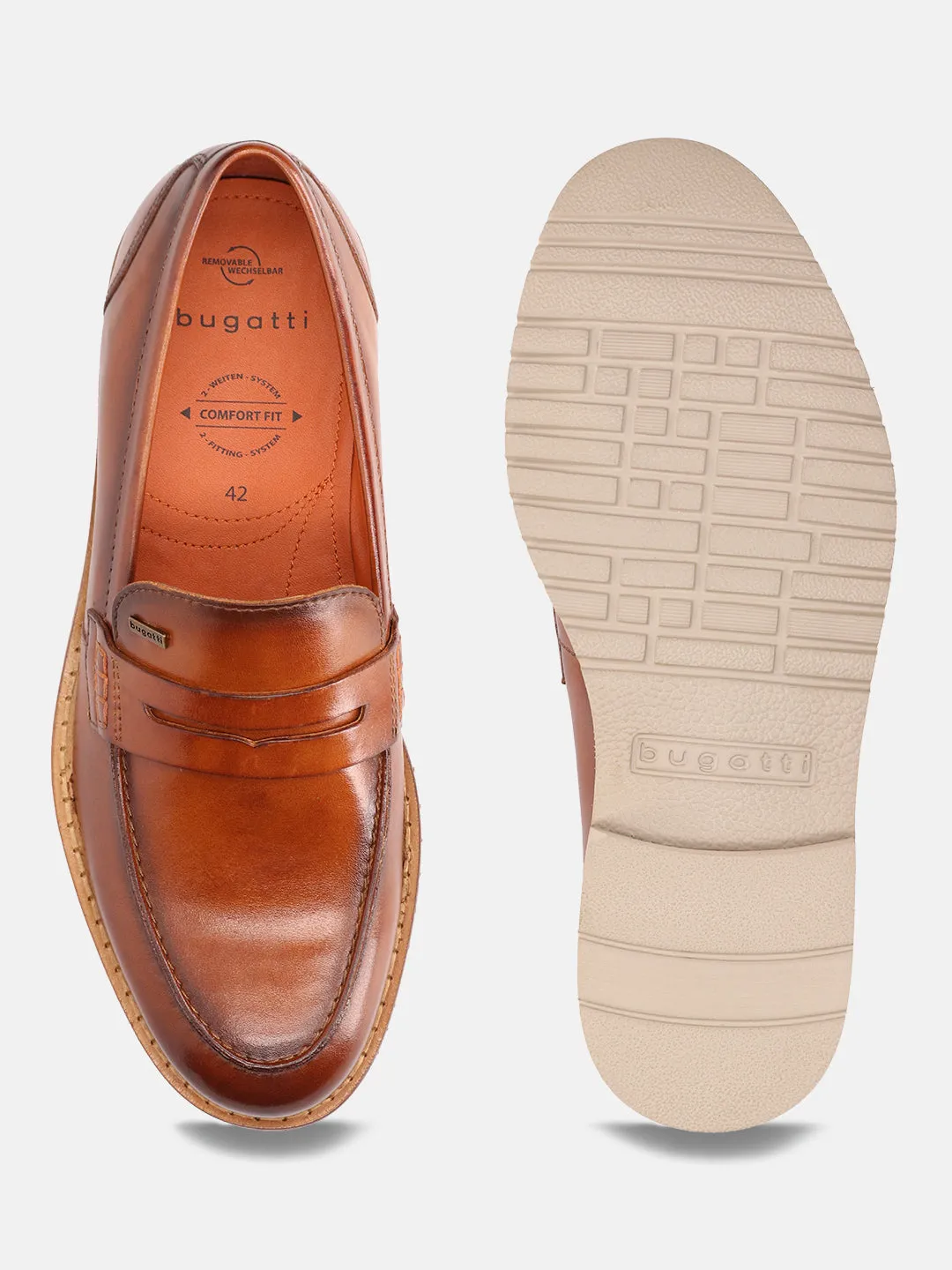 bugatti Cognac Premium Leather Loafers