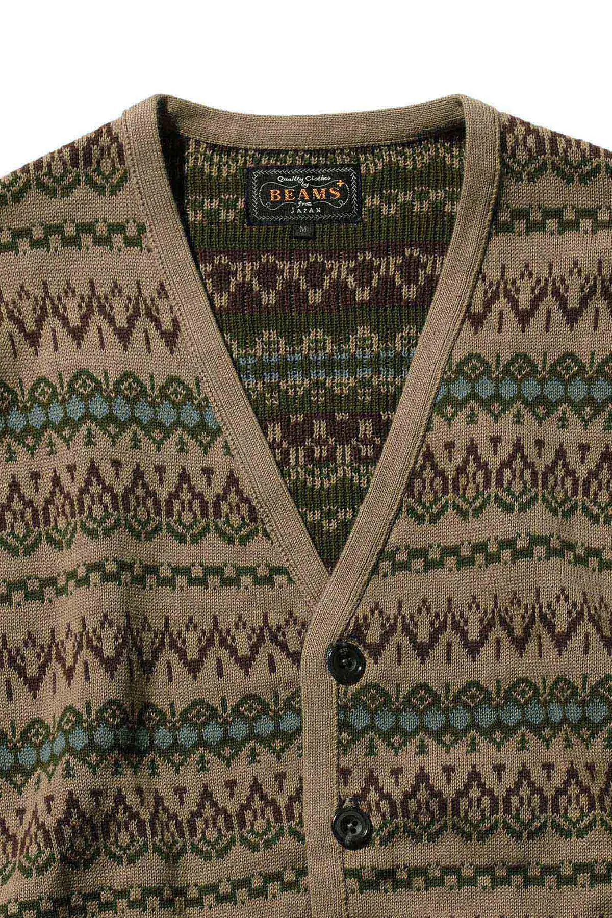 Cardigan Fair Isle Jacquard - Beige