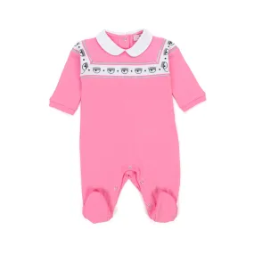 Chiara Ferragni Pink Logomania Romper For Baby