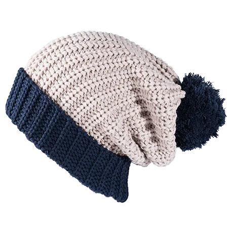 Chunk Knit Ribbed Pom Beanie