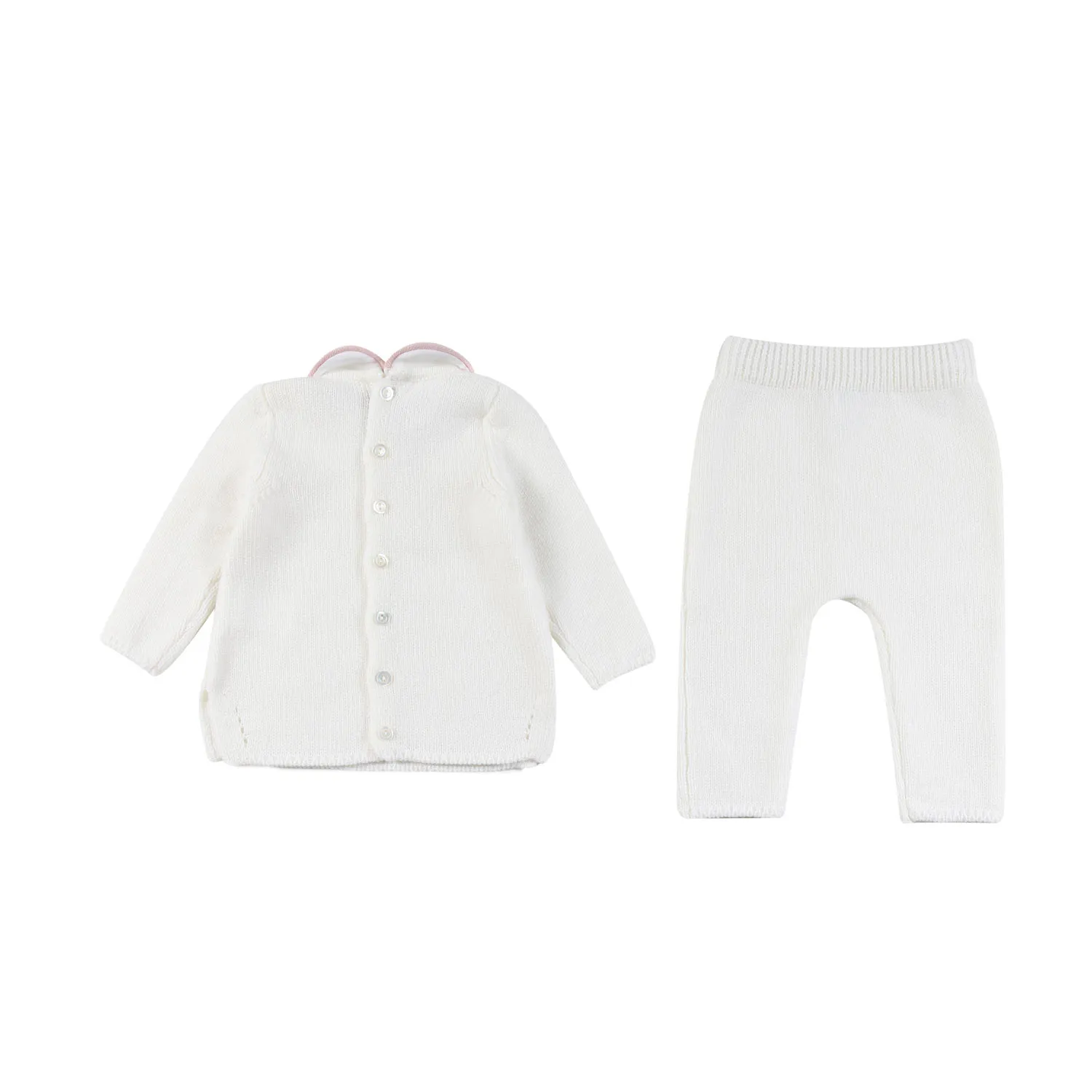 Colibri Cream And Pink Colibri Two-Piece Romper For Baby Girls