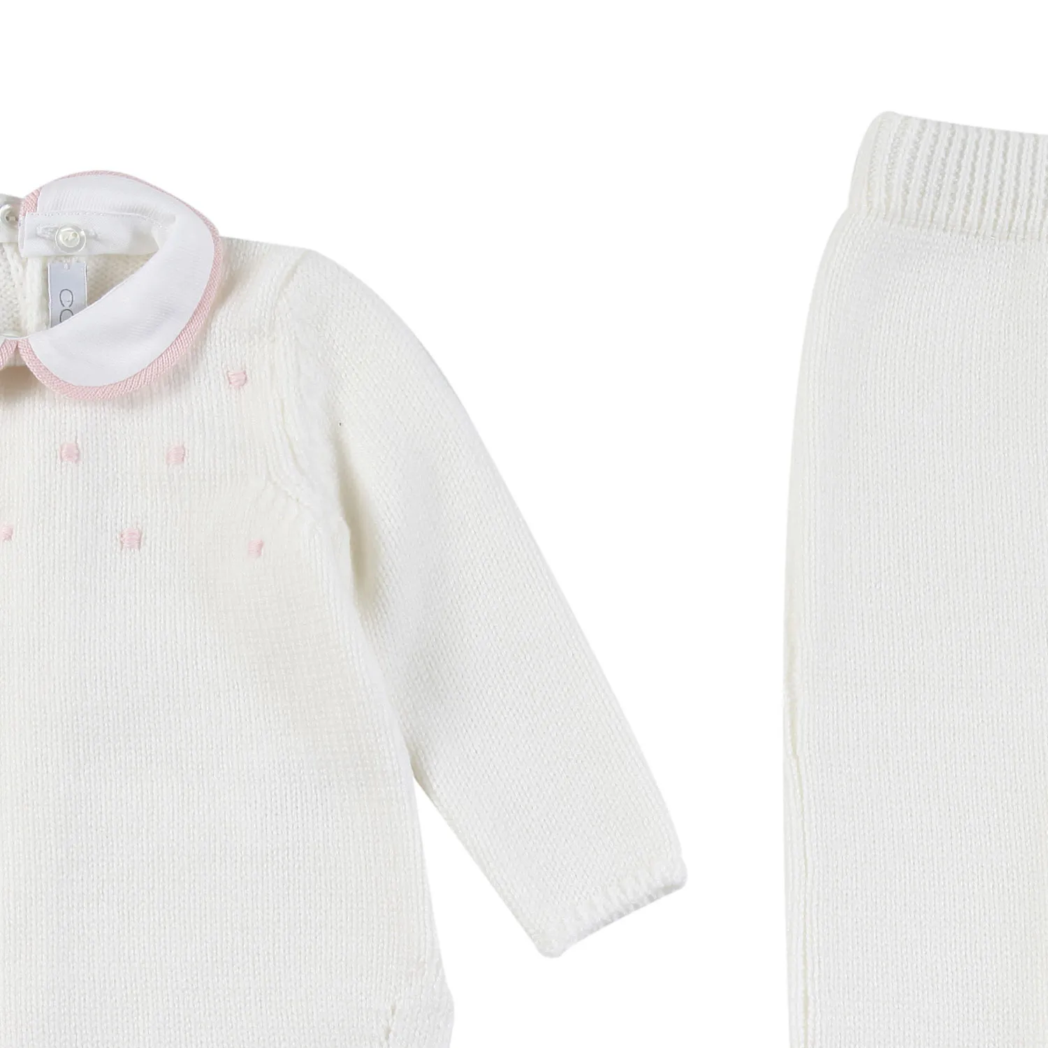 Colibri Cream And Pink Colibri Two-Piece Romper For Baby Girls