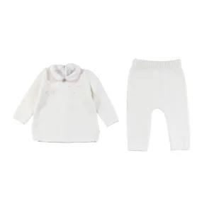 Colibri Cream And Pink Colibri Two-Piece Romper For Baby Girls