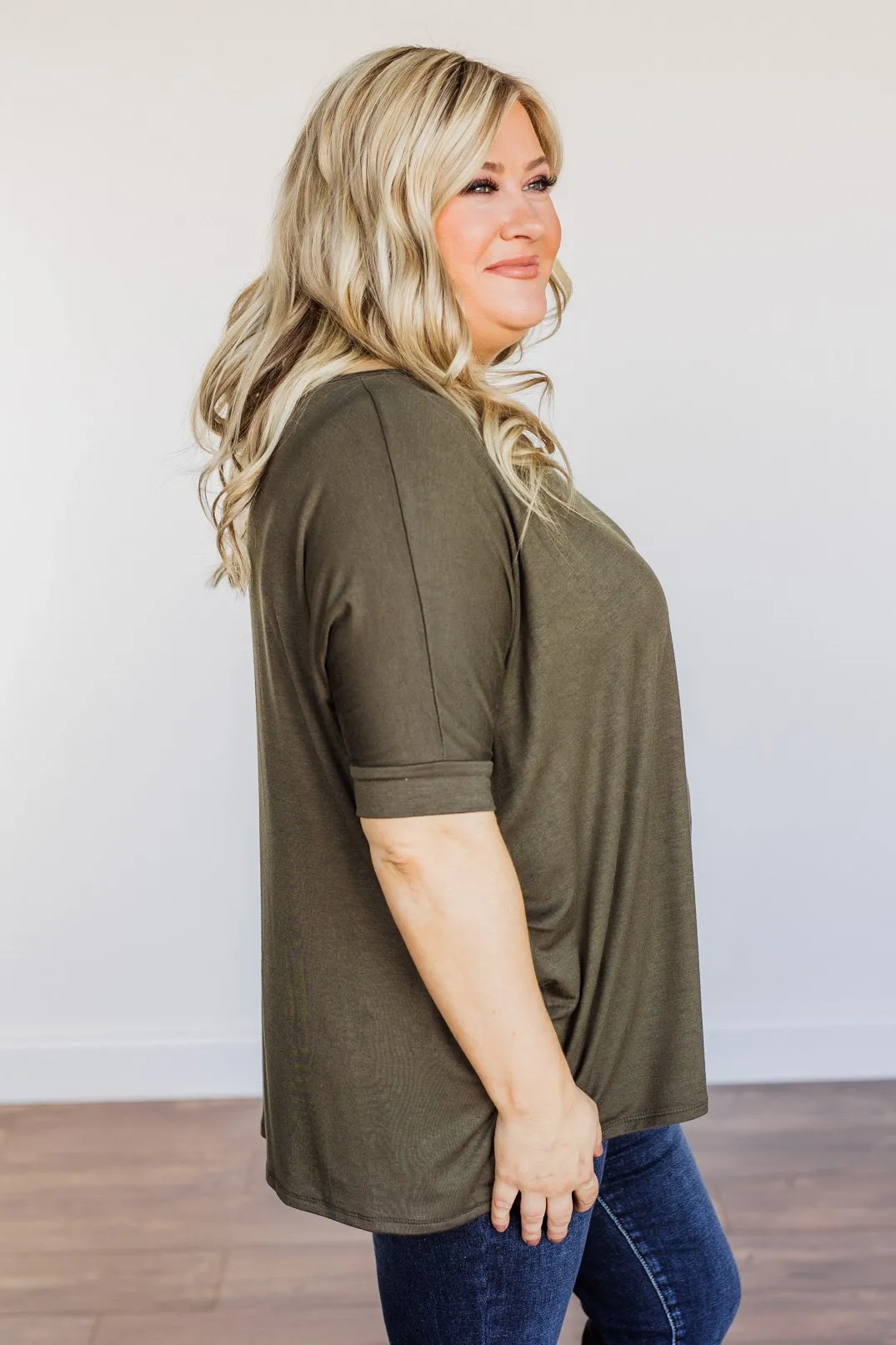 Comfy As Can Be Short Sleeve Top- Dark Olive