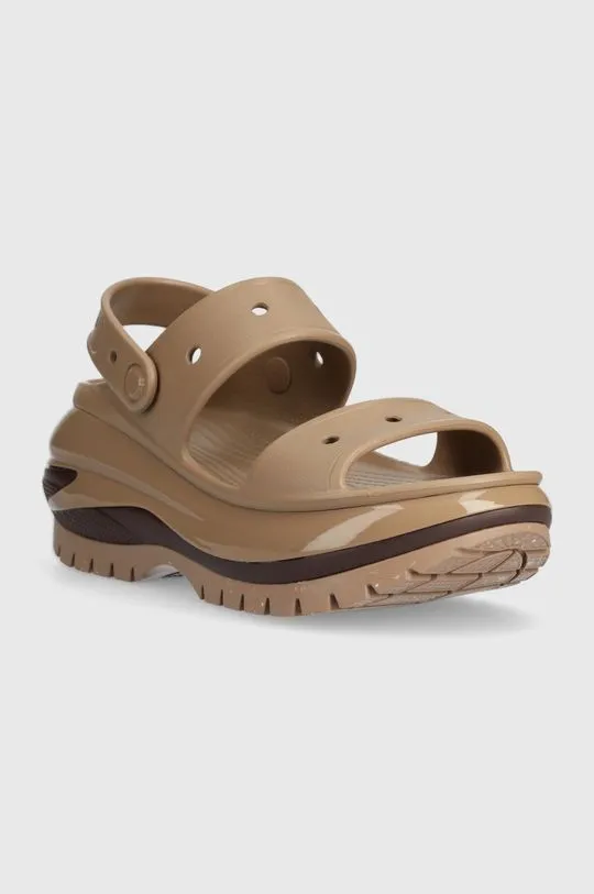 Crocs sliders Classic Mega Crush Sandal women's brown color 207989