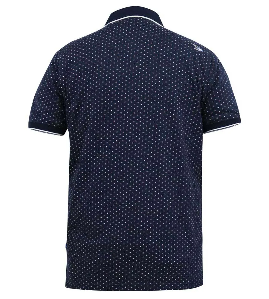 D555 Big Mens Polo Shirt With All Over Print and Jacquard Collar (DARWIN)