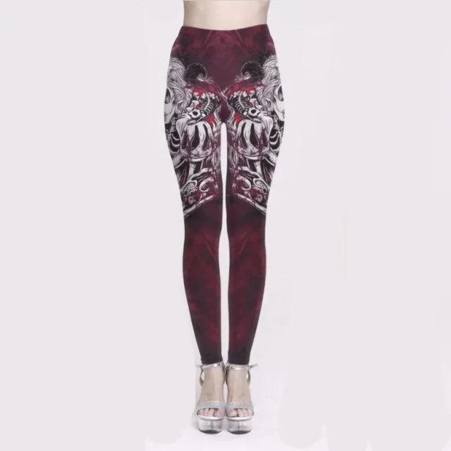 Fashion High Waist Fitness Leggings Digital Printing Jeggings Slim Breathable Polyester Plus Size Workout Leggings Female