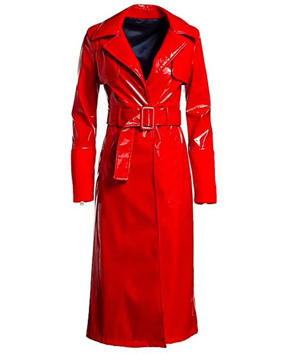 Gal Gadot Red Notice Red Leather Coat