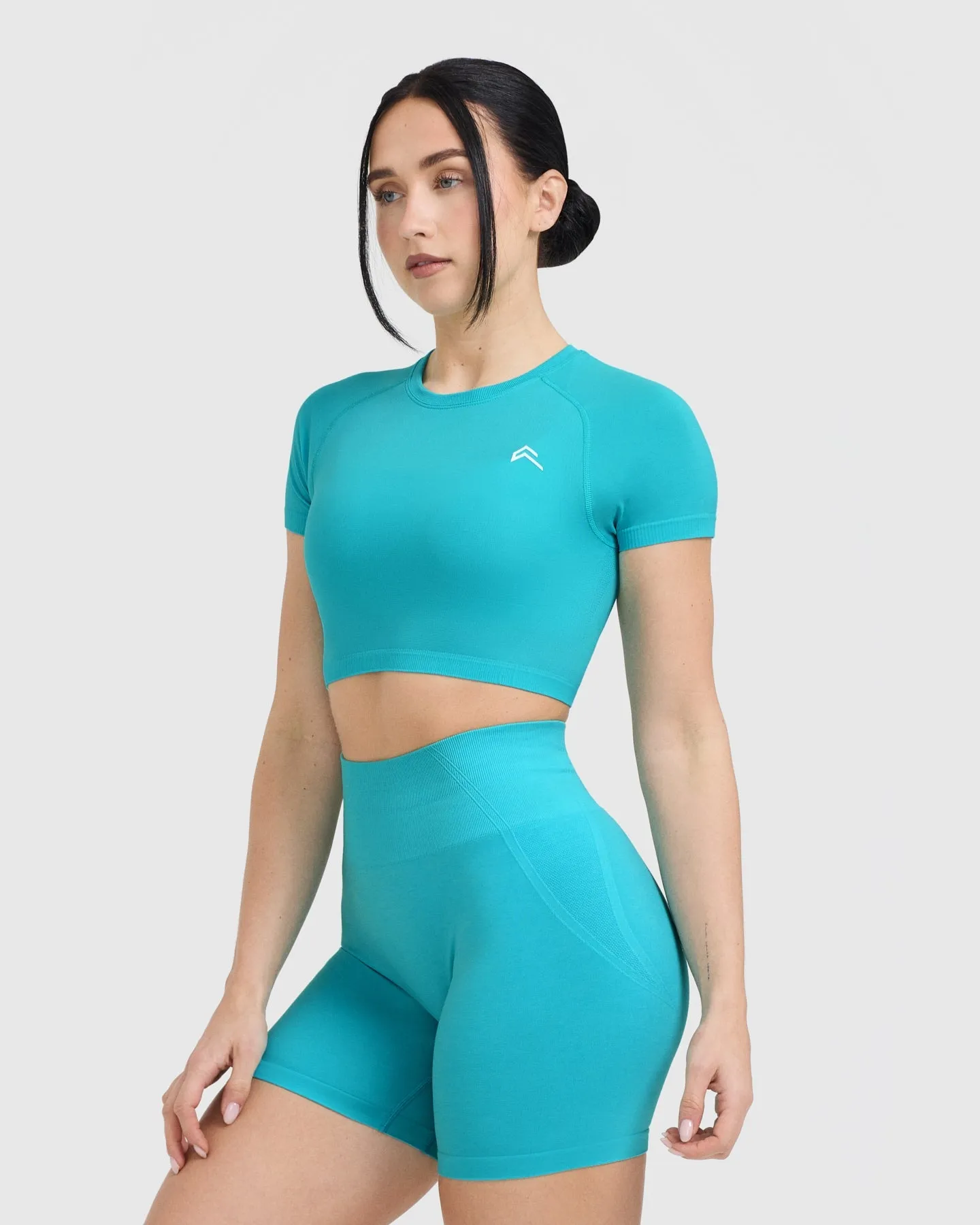 Go To Seamless Fitted Crop Top | Aqua Blue