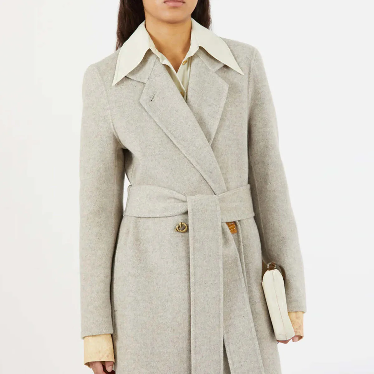 Gracie Coat - Wool Blend Herringbone Beige