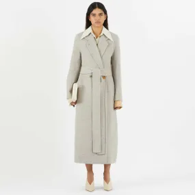 Gracie Coat - Wool Blend Herringbone Beige