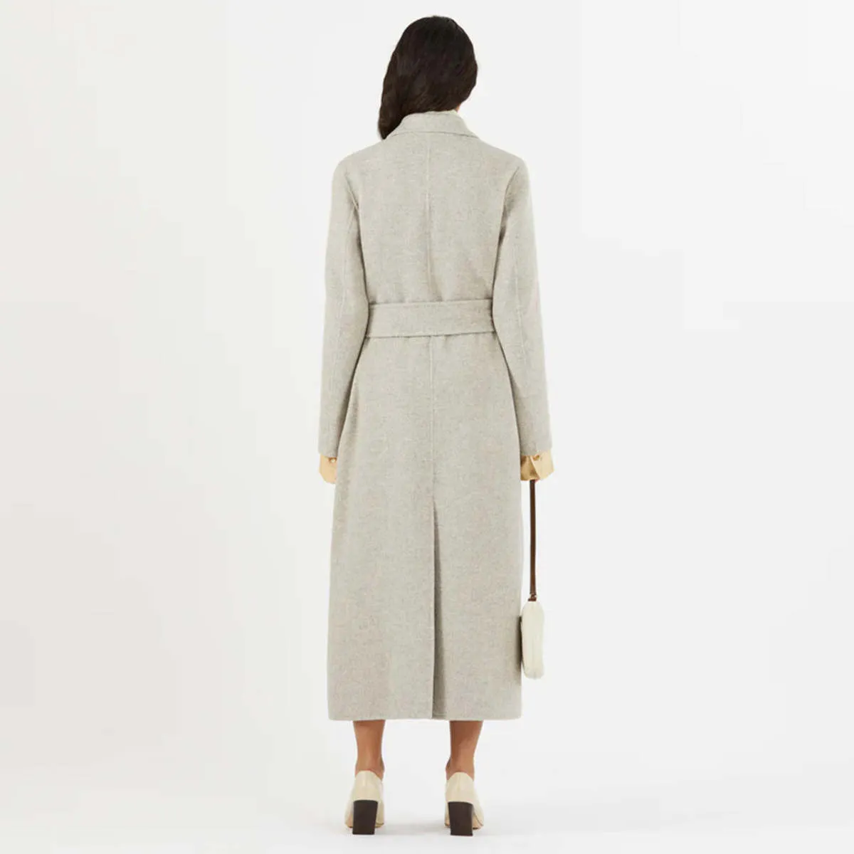 Gracie Coat - Wool Blend Herringbone Beige