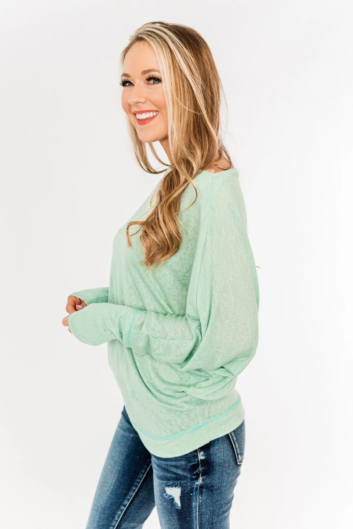 Hometown Cutie Lightweight Dolman Top- Mint