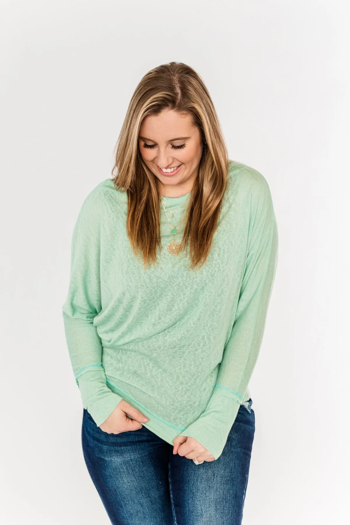 Hometown Cutie Lightweight Dolman Top- Mint