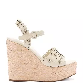 Jasmine Wedge In Ivory Leather