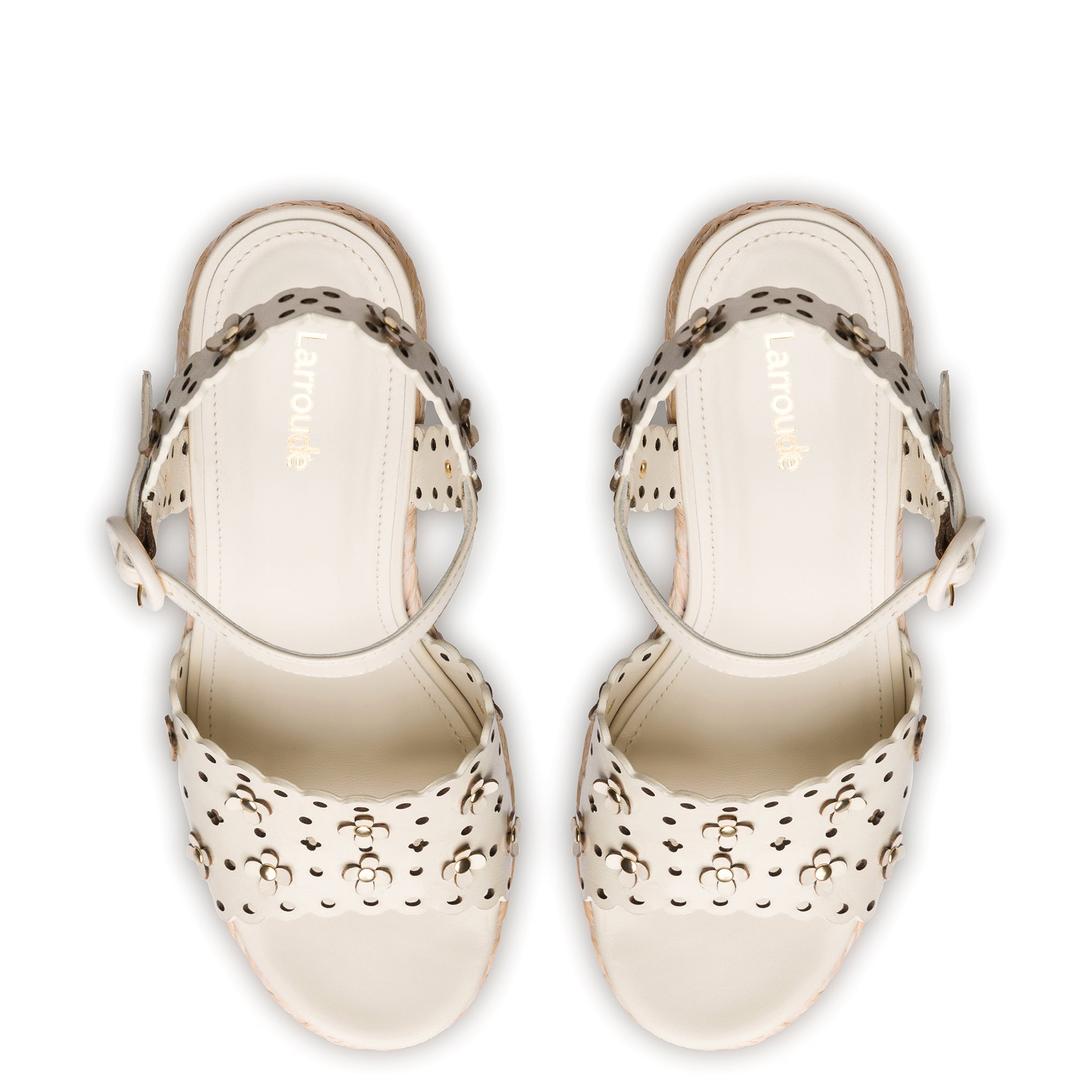 Jasmine Wedge In Ivory Leather