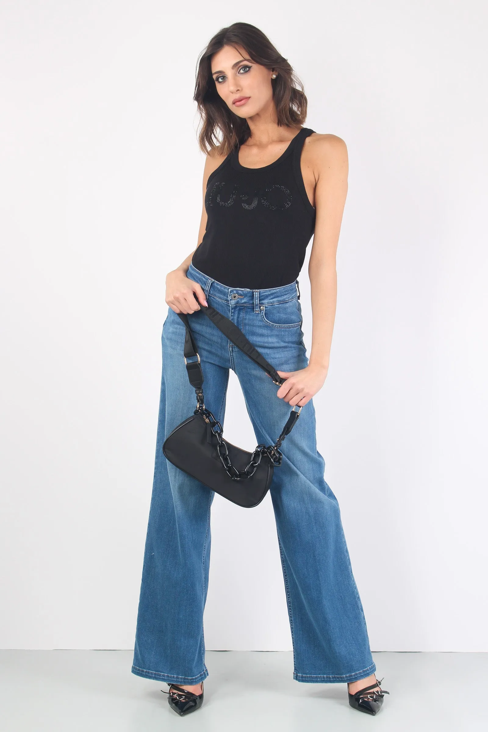 Jeans Flaire Vita Alta Denim Chiaro