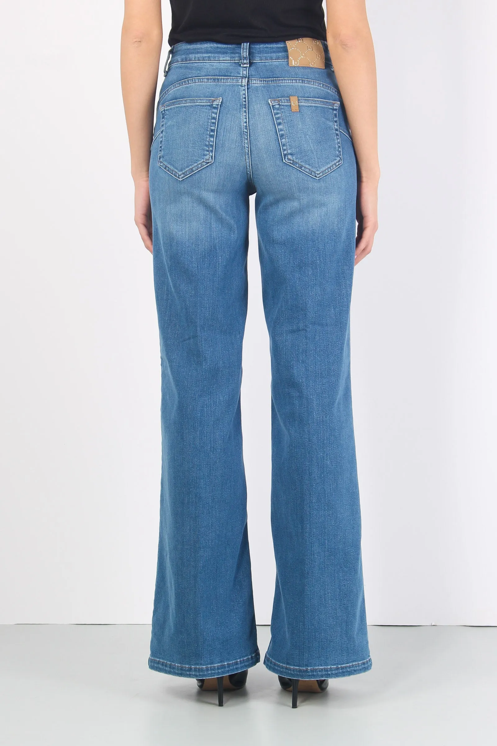 Jeans Flaire Vita Alta Denim Chiaro