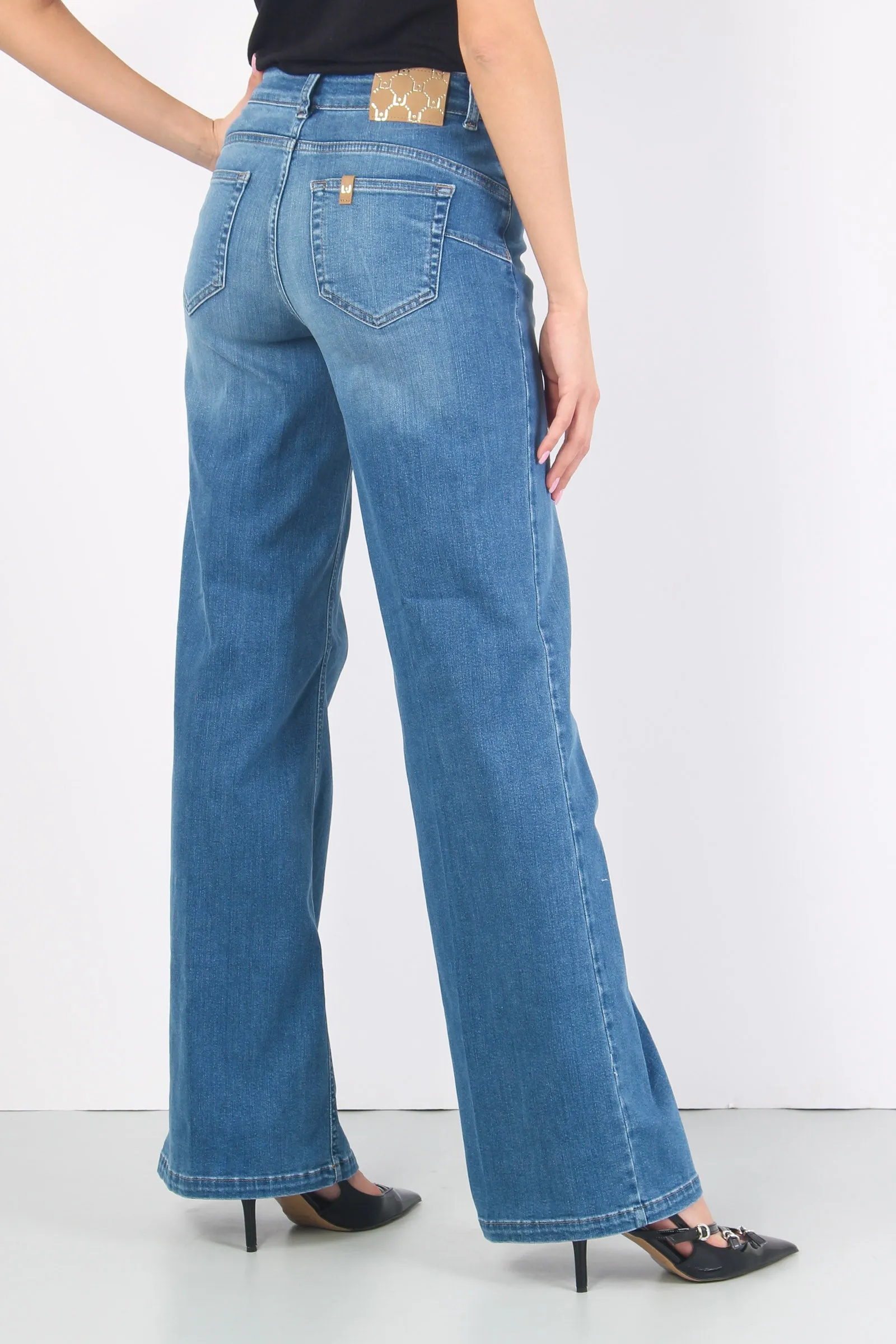 Jeans Flaire Vita Alta Denim Chiaro