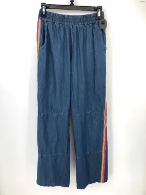 JOHNNY WAS Blue Multi-Color Denim Side Stripe Wide Leg Size SMALL (S) Pants