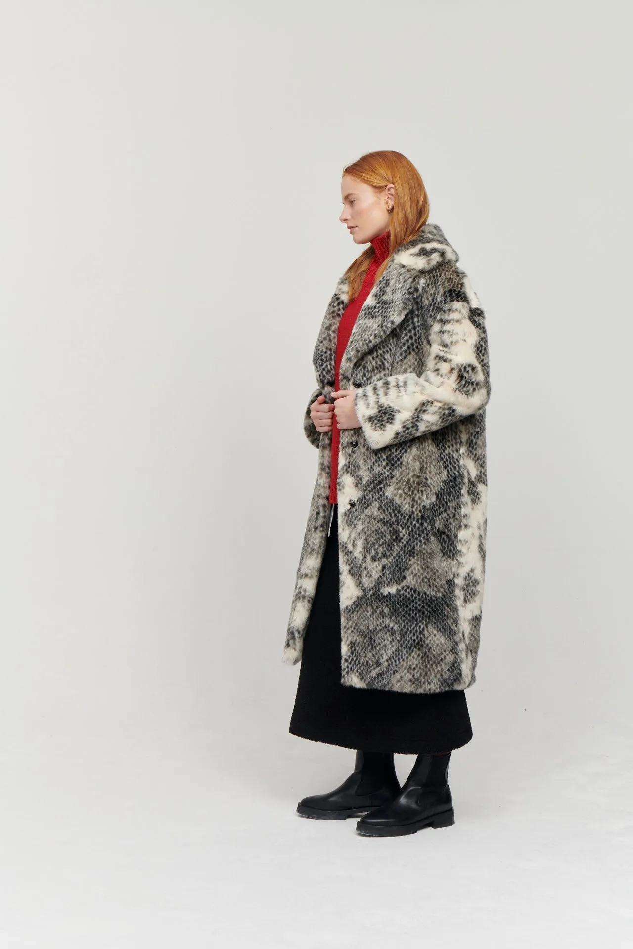 KATIE COAT SNAKE PRINT GREY