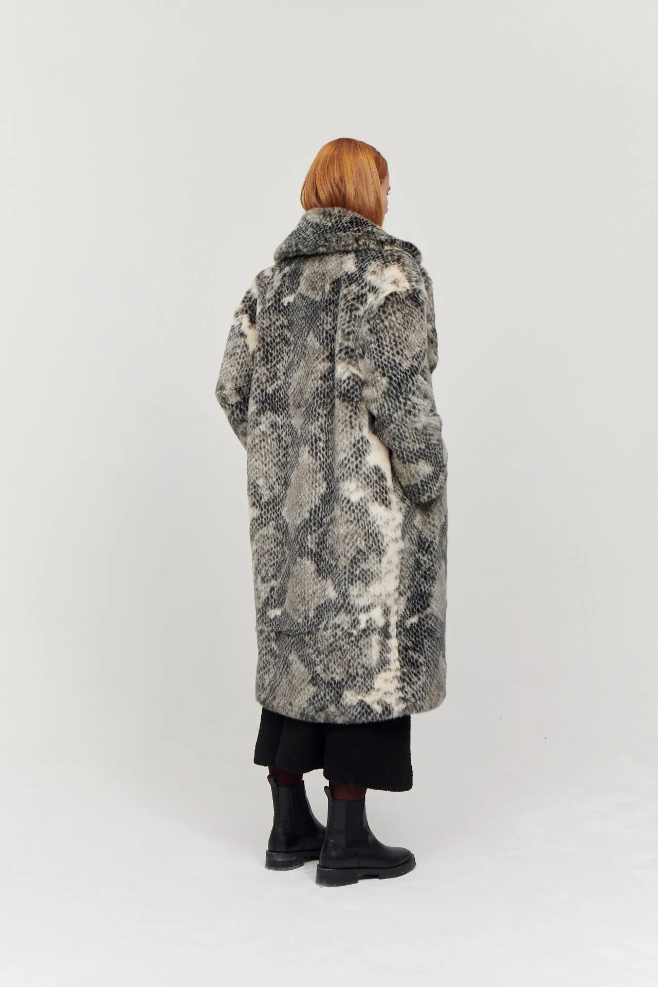 KATIE COAT SNAKE PRINT GREY