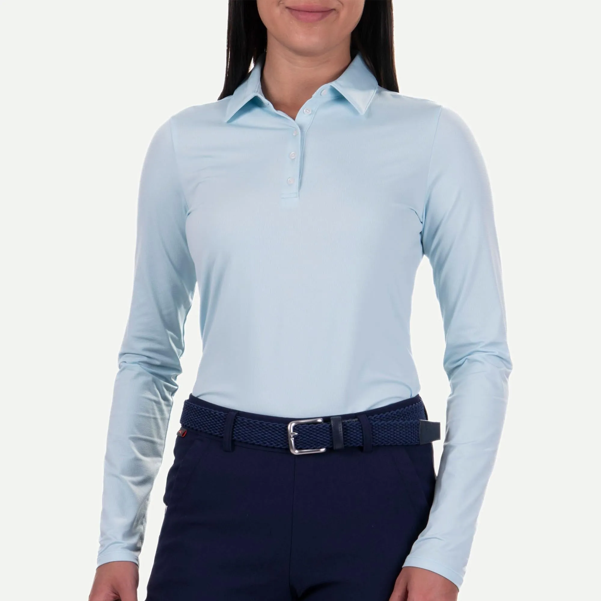 KJUS Collagen Ladies Long Sleeve Golf Polo Shirt Icy Blue