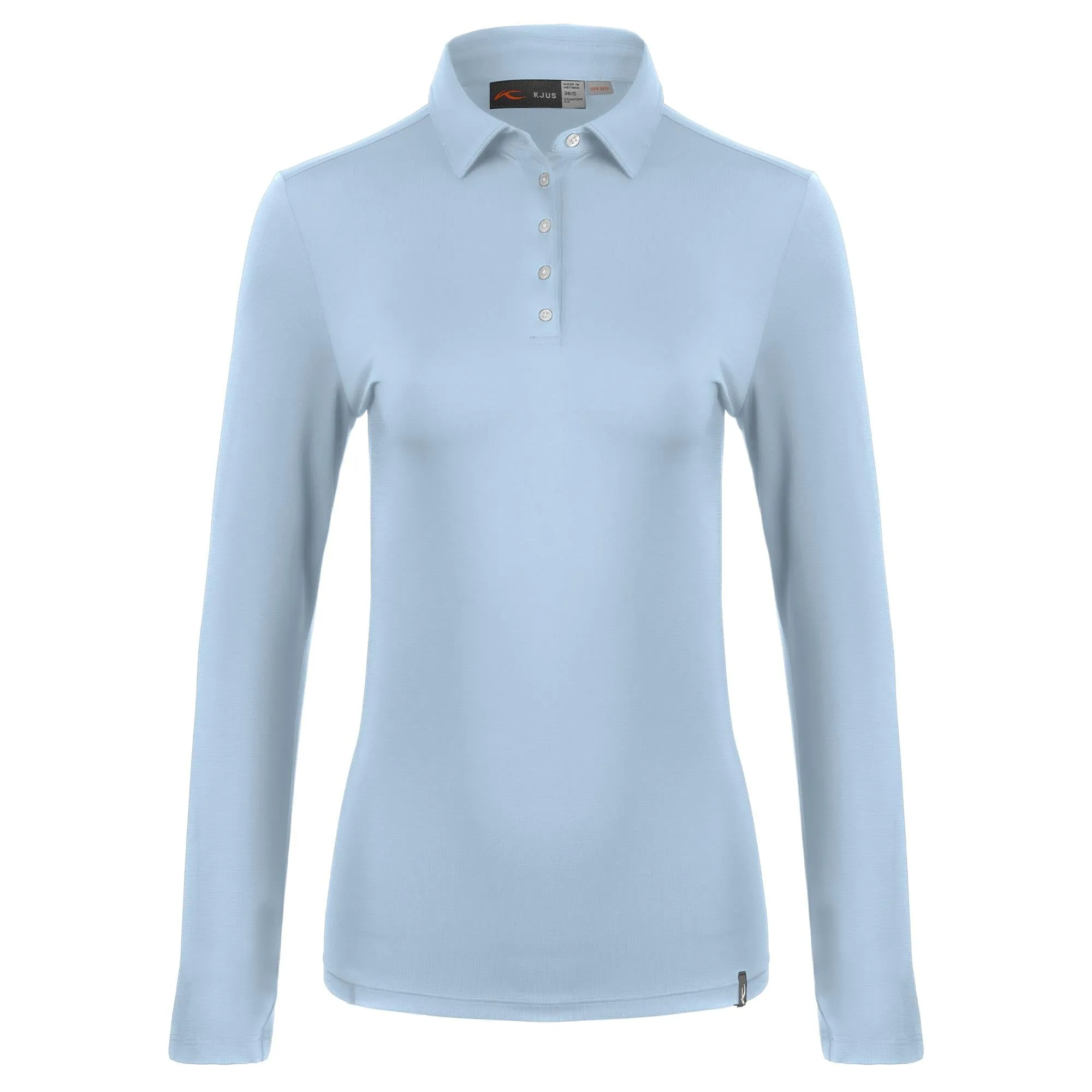 KJUS Collagen Ladies Long Sleeve Golf Polo Shirt Icy Blue