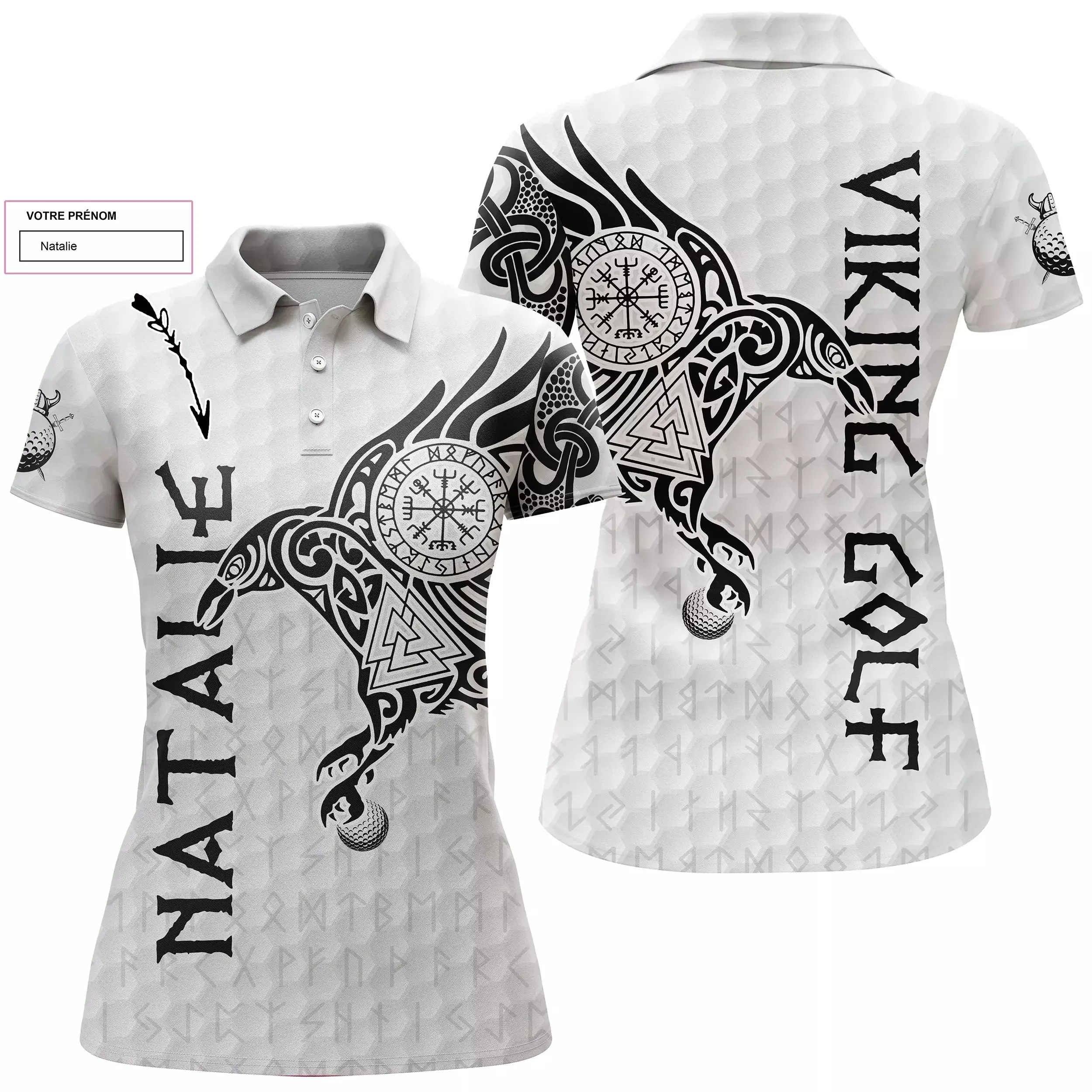 L'art du Tatouage Corbeau Viking, Polo de Golf Personnalisé Homme et Femme, Design Cool Pour Golfeur, Golfeuse, Idée Cadeau Orig